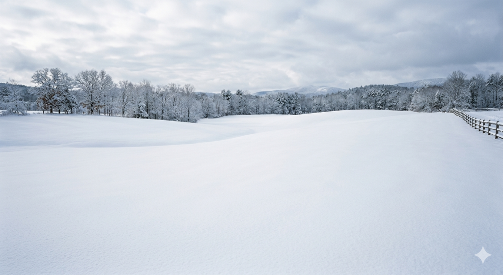 Pristine snowy field