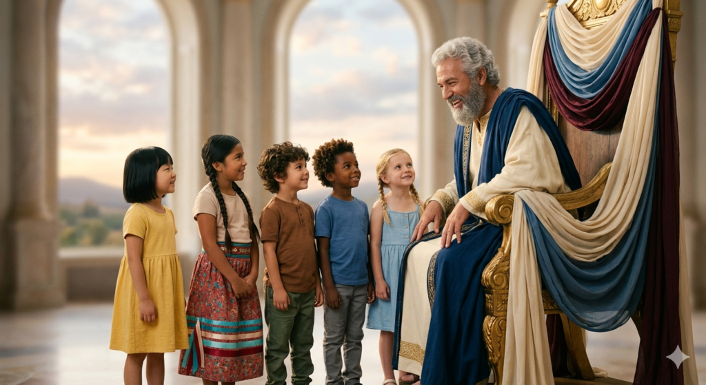 God on His throne Surrounded by Many Children