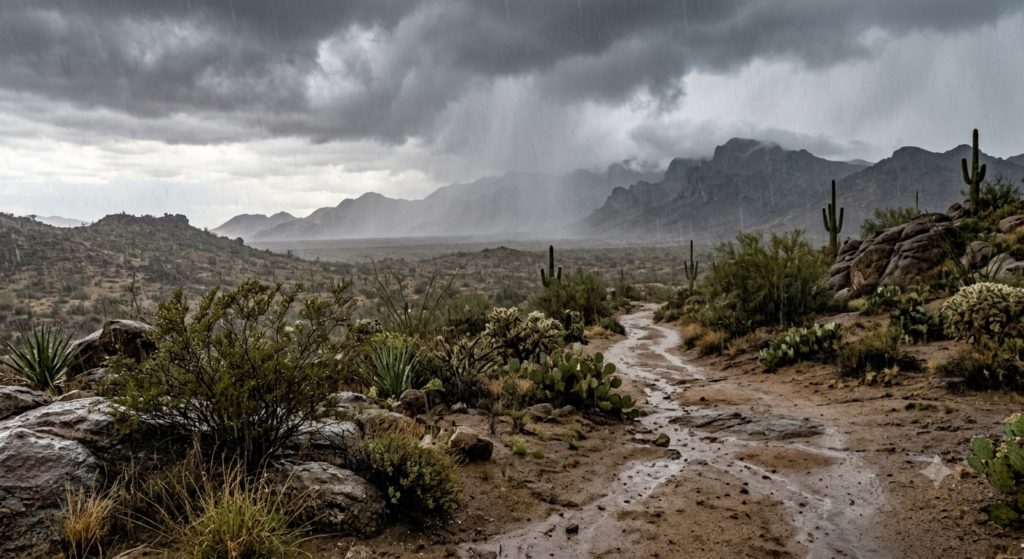 Rain Falling on the Desert